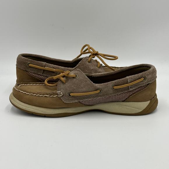 Sperry Top Sider Intrepid Glitter Leather Tan Boat Shoes Womens Size 5M STS92459 - Picture 9 of 16